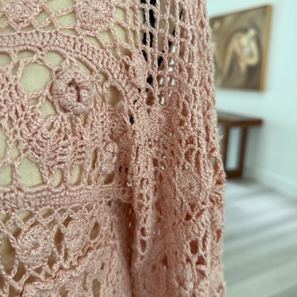 Vintage 90s Capacity Pink Crochet Coverup Size Small - Picture 3 of 5